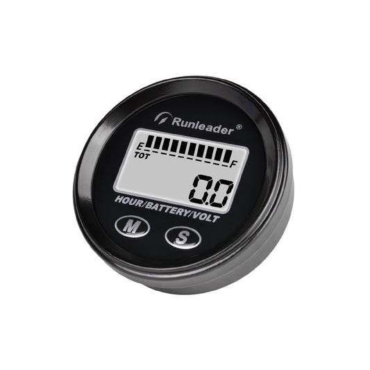 Runleader RL-BI025B Battery Monitor Hour Meter Voltmeter Backlight Waterproof Indicator for 12V 24V 36V 48V Fork Lifts Golf carts Motorhome Auto Car Motor Boat