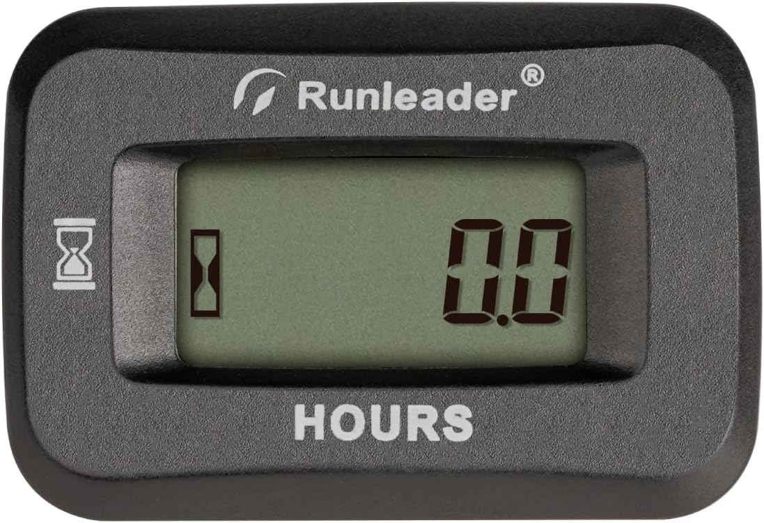 Runleader RL-HM057ADH-2 Digital Hours Counter,Volt.DC 5V to 60V, 50 Hours Maintenance Reminder for Garden Tractor Generator Compressor ATV Outboard Motor Golf Cart Forklift Snowblower.