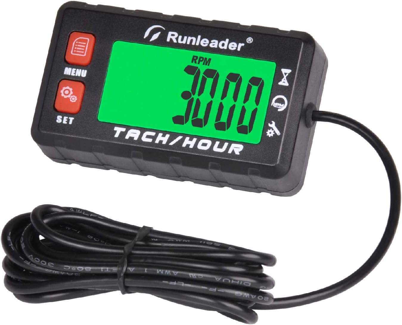 Runleader RL-HM058A Digital Self-Powered Hours Tachometer,Maintenance Reminder,Backlights Display, Replaceable Battery for Lawn Tractor Log Splitter Generator Compressor Motorcycle ATV Snowmobile.