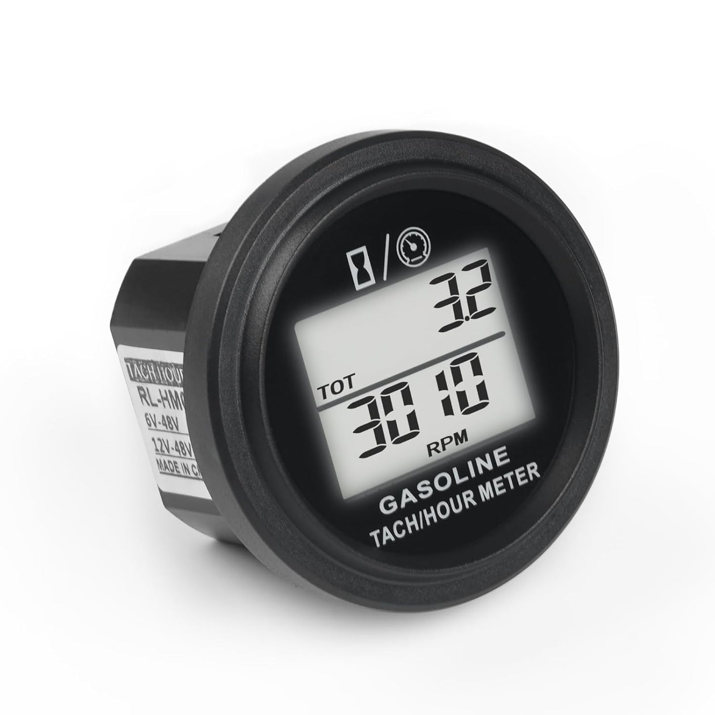 Runleader RL-HM005L Digital Engine Hour Meter Tachometer,Real-time RPM Record,Backlight Display,Snap-in Design for ZTR Lawn Mower Tractor Generator Outboard Chainsaw Marine Snowblower