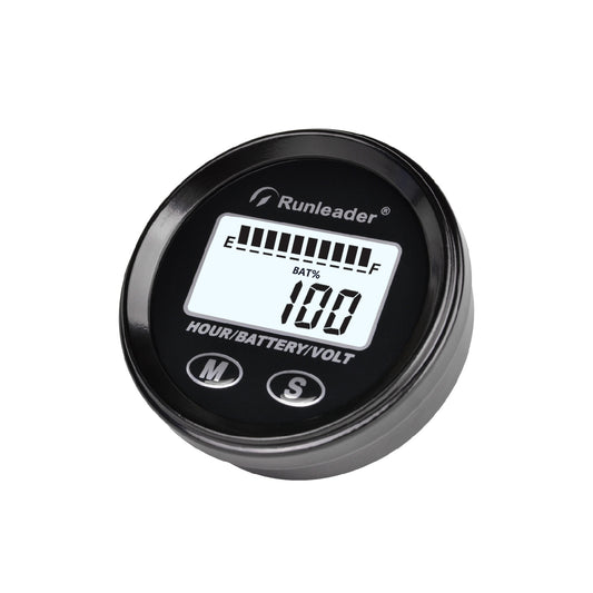 Runleader RL-BI025H 12V/24V 36V 48V Battery Percentage Indicator, Hours & Voltage Gauge, Applicable to Battery Lead Acid Gel LiFePO4 Trojan AGM 18650