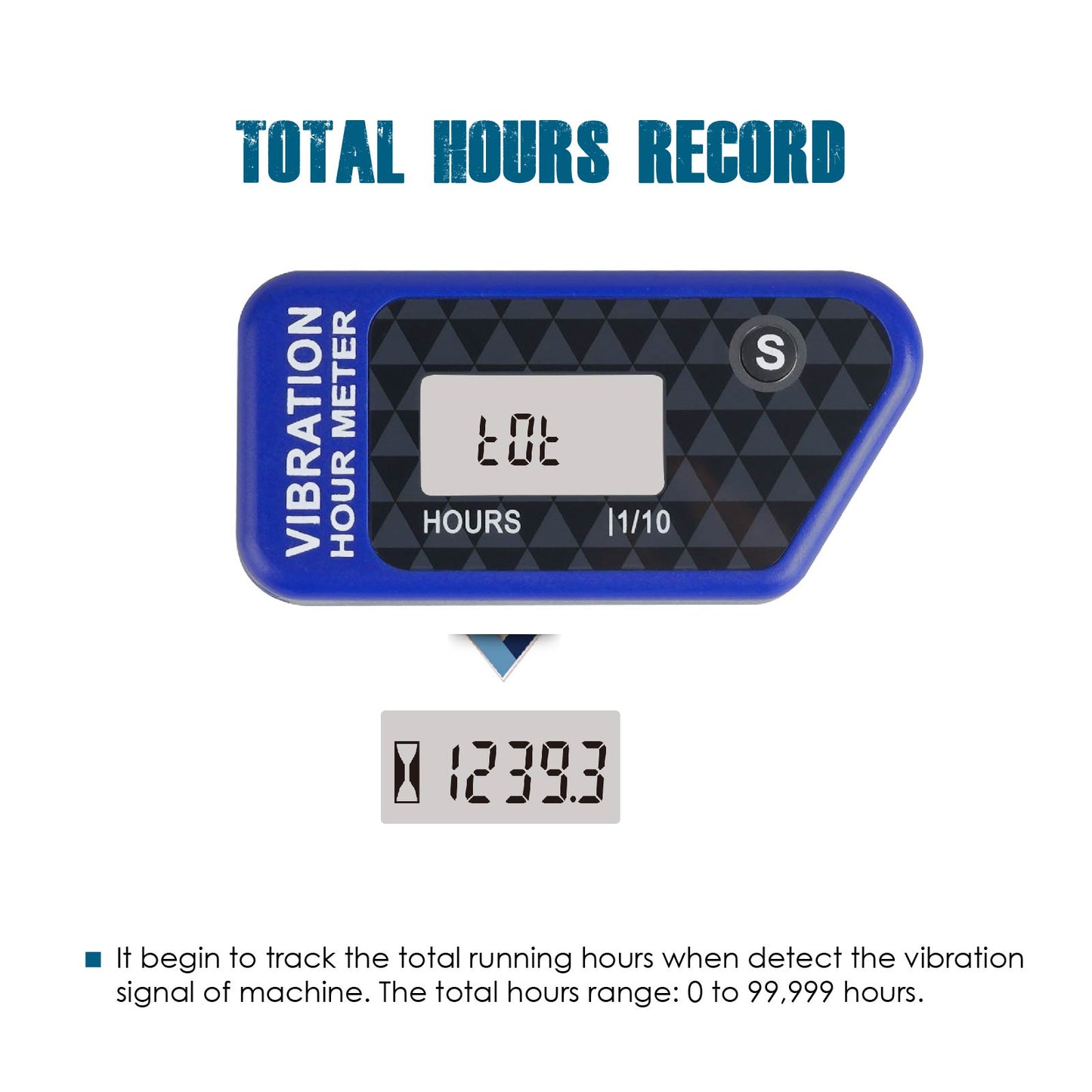 Runleader Digital Self Powered Wireless Hour Meter, Vibration Activated, Resettable Job Timer, User Lock Shutdown for Generator Marine ATV Lawn Mower
