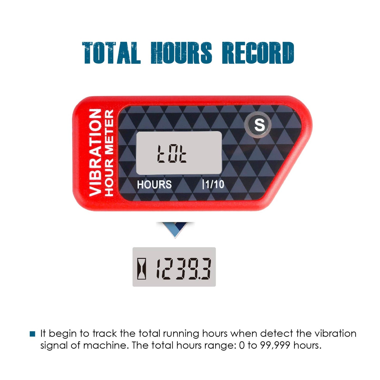 Runleader Digital Self Powered Wireless Hour Meter, Vibration Activated, Resettable Job Timer, User Lock Shutdown for Generator Marine ATV Lawn Mower