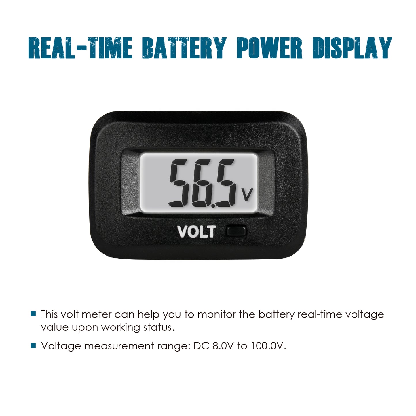 Runleader RL-BI019 Digital Voltage Meter Gauge DC 8V to 100V Over and Under Voltage Reminder for Club Car Forklift Scrubber Machine Snowmobile Car RV Trailer