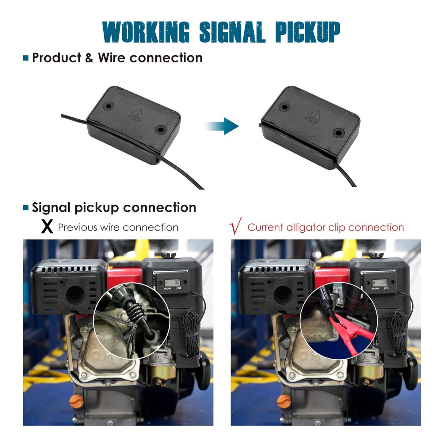 Runleader RL-HM006J Digital Hour Meter with Alligator Clip for Maintenance, Works on Lawn Mower Generator Outboard Motor ATV Motorcycle etc.