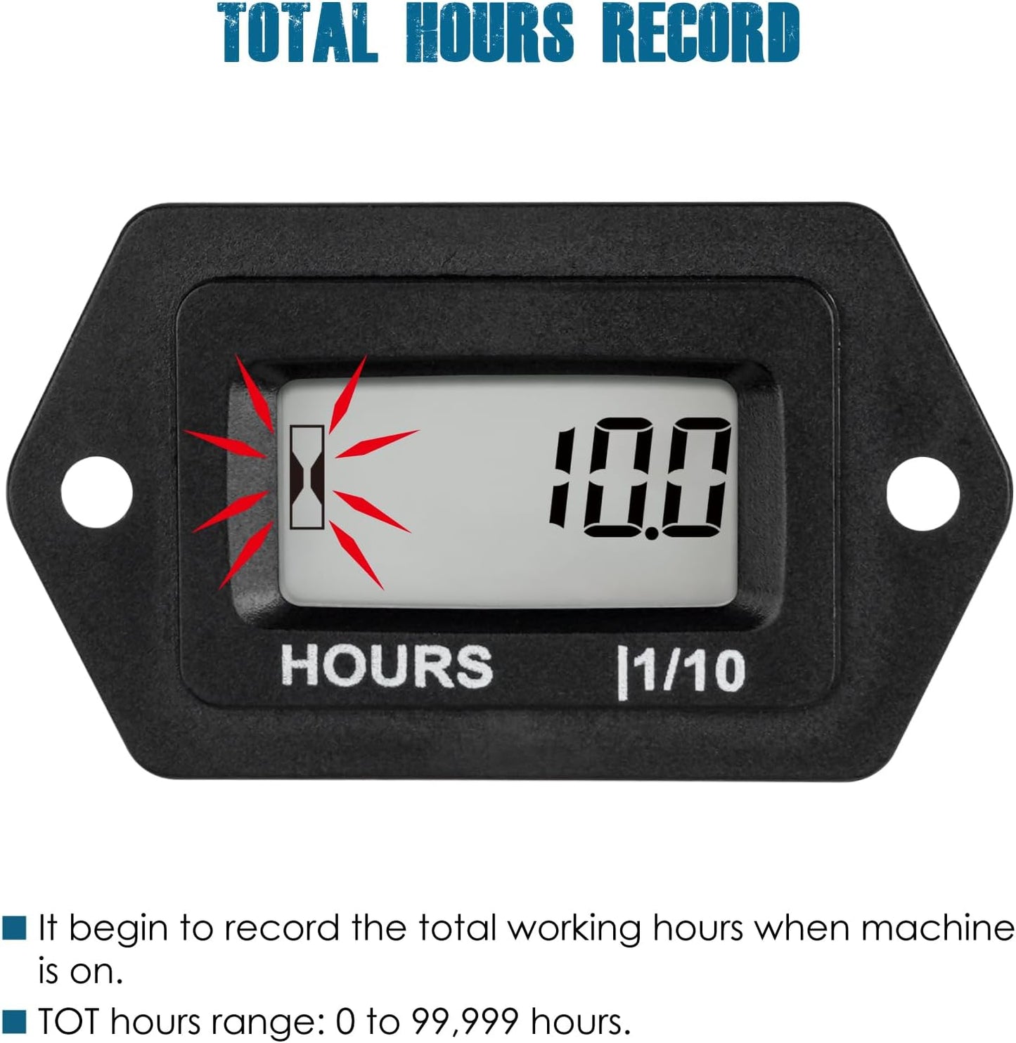 Runleader RL-HM063AD Digital Hours Counter,AC/DC 5V to 277V for Garden Tractor Generator Scooter Club Car Forklift Leaf Trimmer etc.