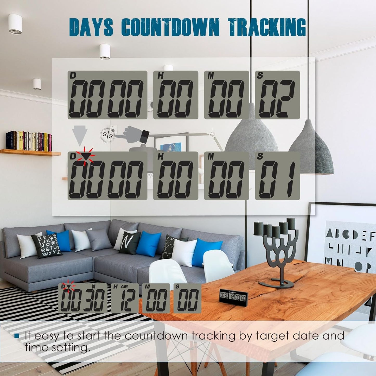 Runleader RL-HM202A Digital 9999 Days Events Timer, Countdown Tracking & Stopwatch Record,Display ON/Off for Anniversary Festival Retirement Graduation Vacation Meeting etc.