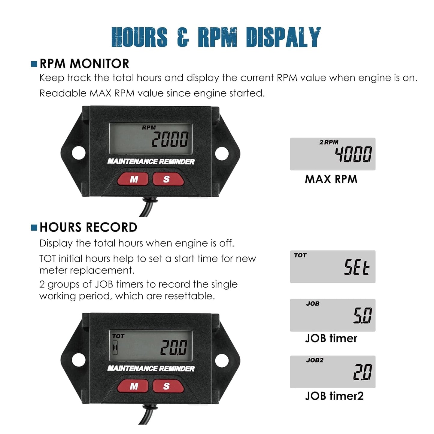 Runleader RL-HM059D DC12V 24V 36V 48V Mini Battery Indicator Volt Meter for Lead Acid LiFePO4 Lithium Battery Powered Golf Cart Forklift Lawn Mower Scrubber Machine Motorhome etc.