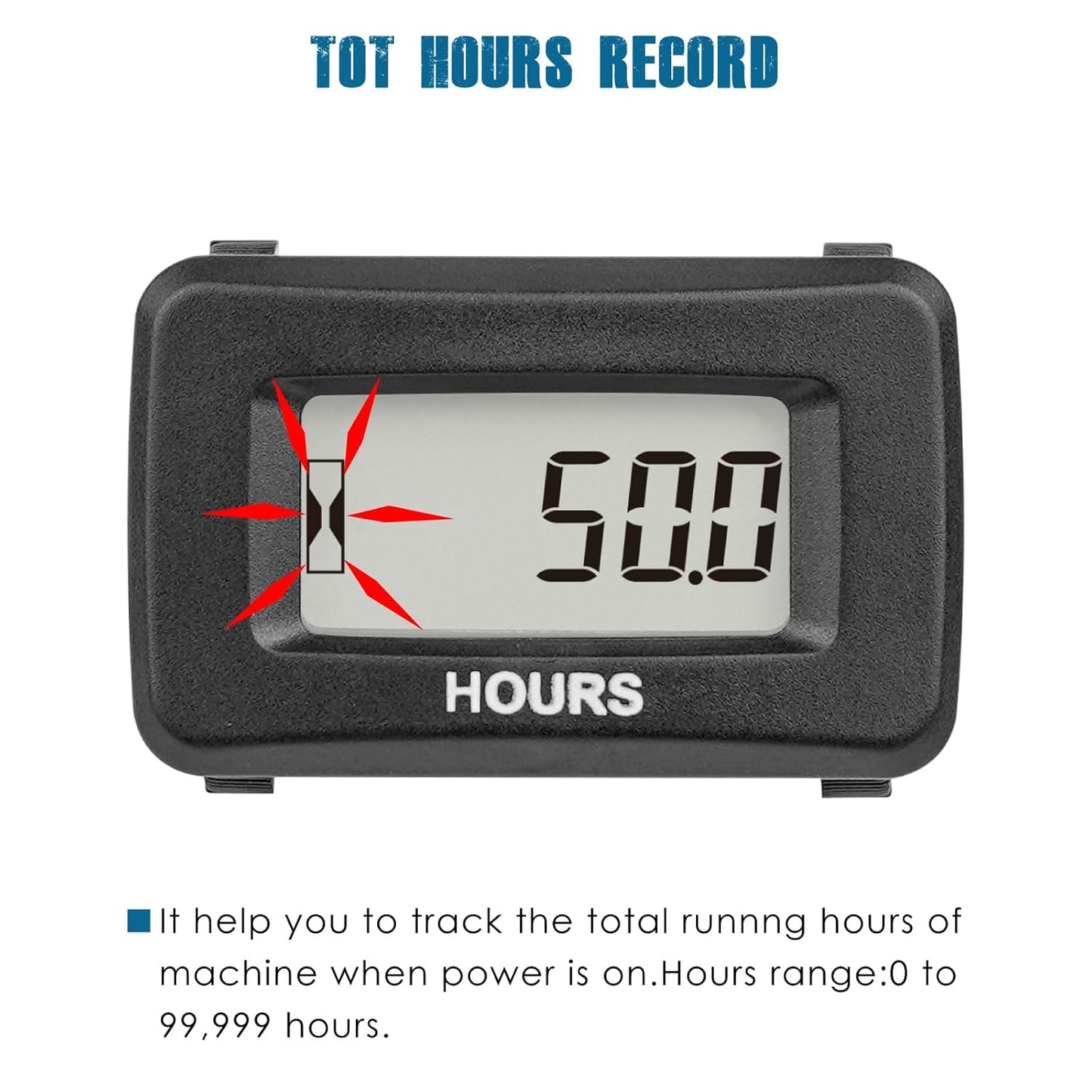 Runleader RL-HM057AD-1 Digital Hour Meter for Maintenance,AC/DC 5V to 277V for Riding Lawn Mower Generator Compressor Tractor Golf Cart Motorhome Snowmobile etc.