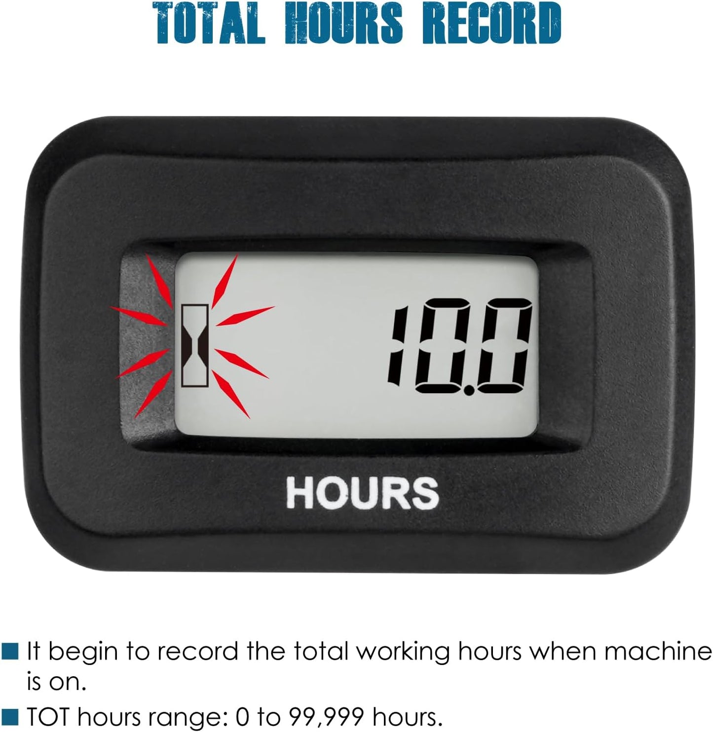 Runleader RL-HM057AD Digital Hours Counter,AC/DC 5V to 277V for Garden Tractor Generator Scooter Club Car Forklift Leaf Trimmer etc.