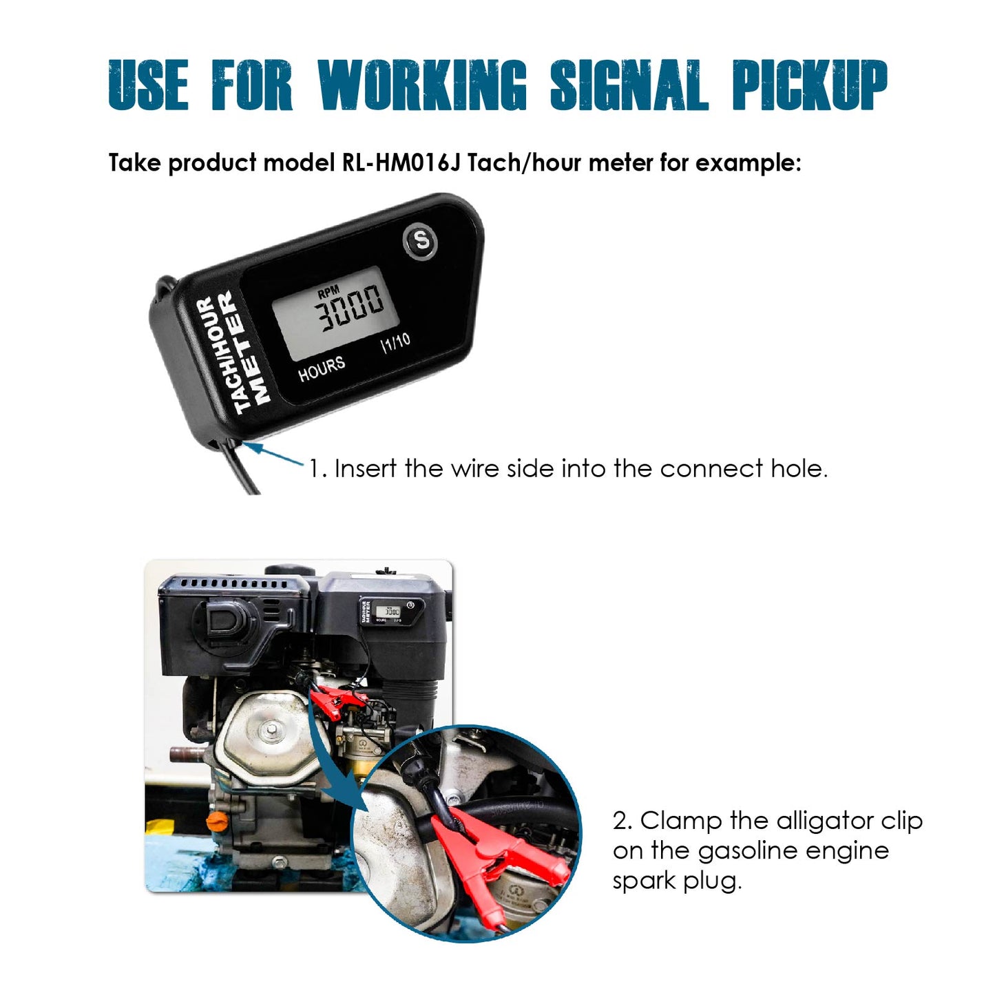 Runleader RL-TS016 Alligator Clip Assembly for Hour Meter Tachometer Working Signal Pickup.