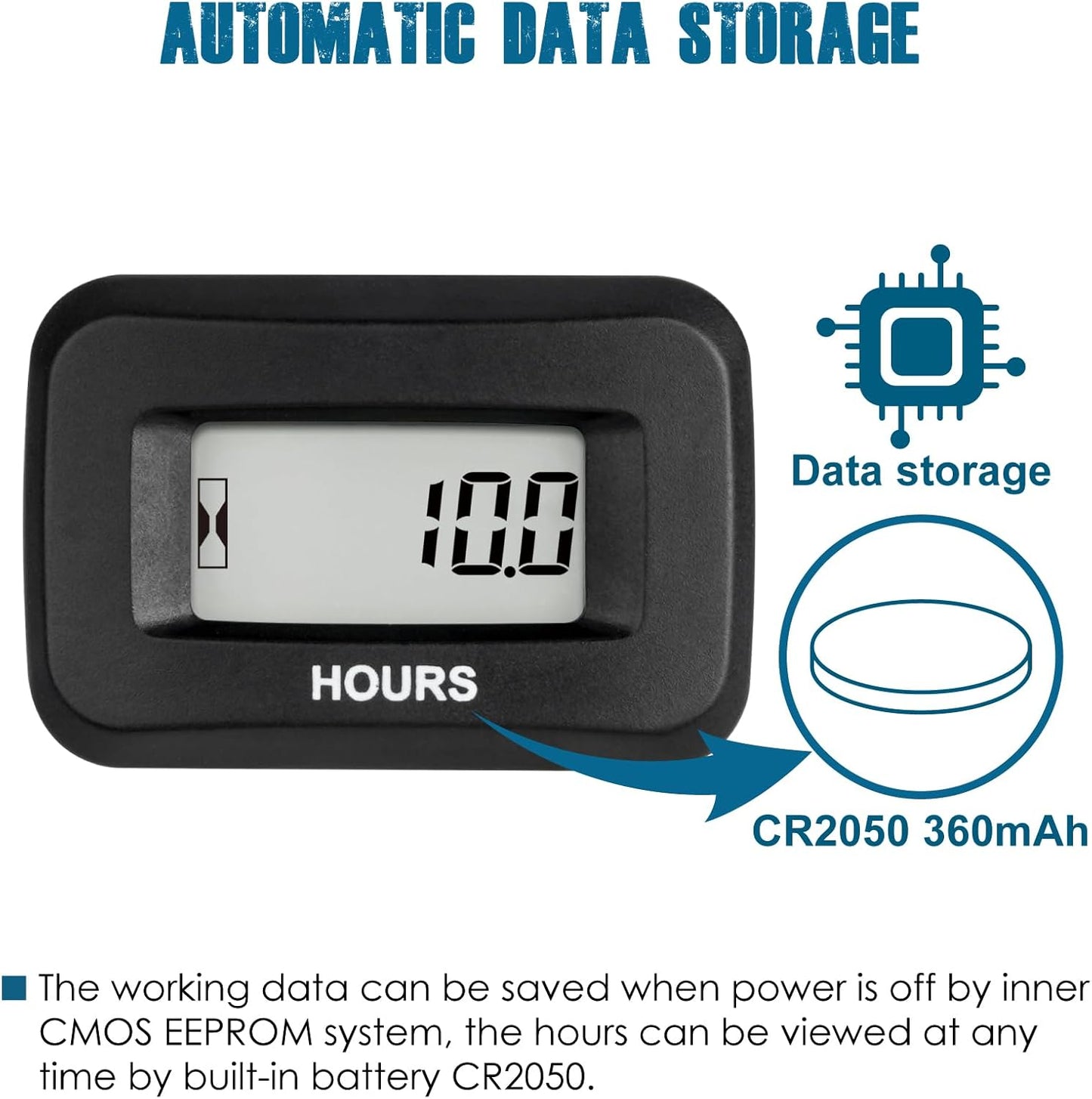 Runleader RL-HM057AD Digital Hours Counter,AC/DC 5V to 277V for Garden Tractor Generator Scooter Club Car Forklift Leaf Trimmer etc.