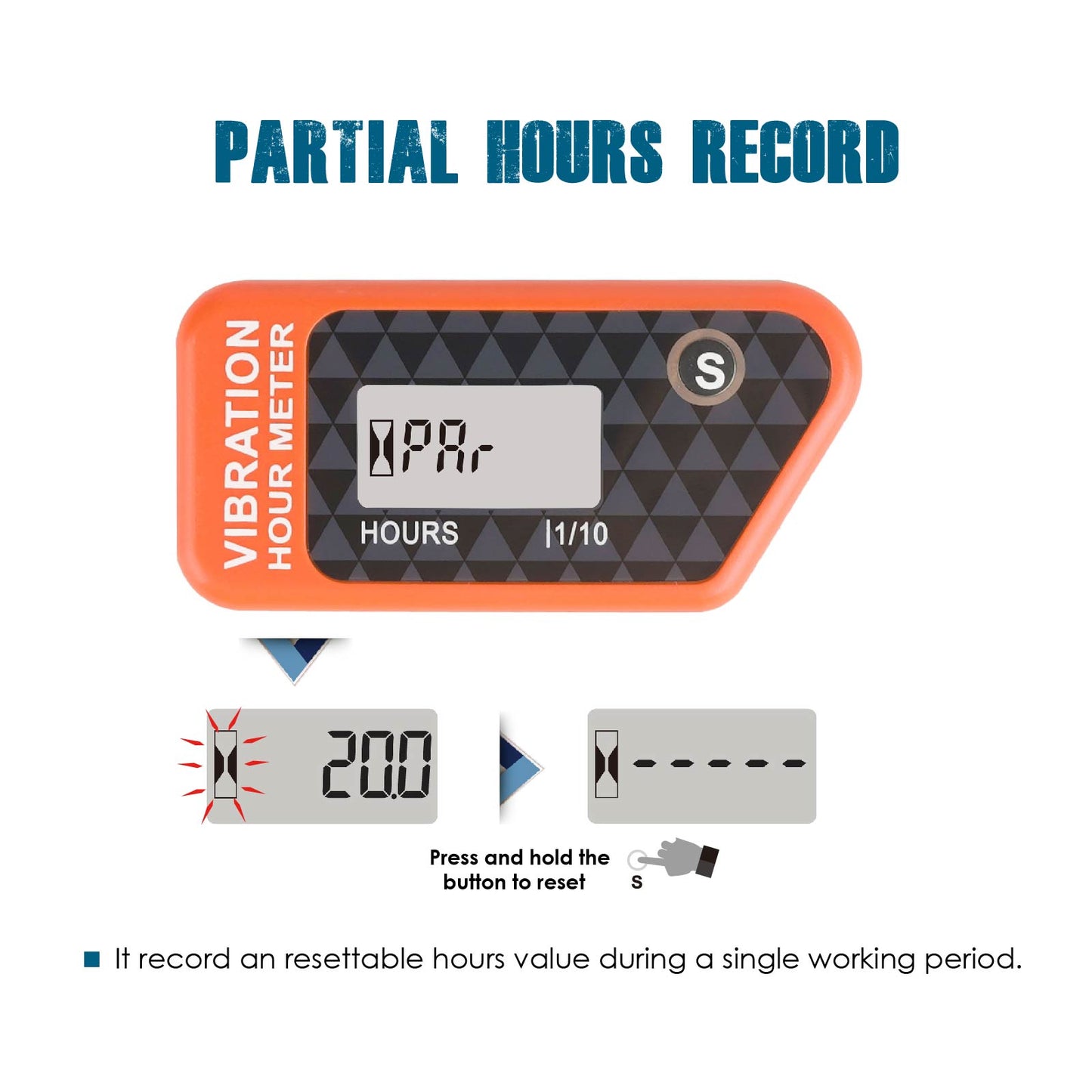 Runleader Digital Self Powered Wireless Hour Meter, Vibration Activated, Resettable Job Timer, User Lock Shutdown for Generator Marine ATV Lawn Mower