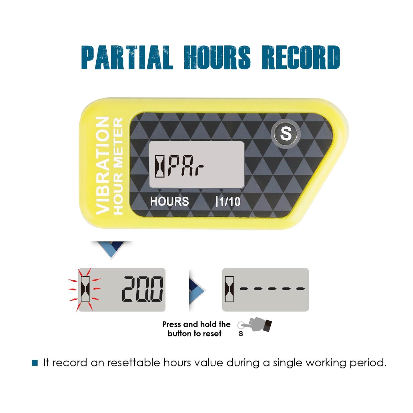 Runleader Digital Self Powered Wireless Hour Meter, Vibration Activated, Resettable Job Timer, User Lock Shutdown for Generator Marine ATV Lawn Mower