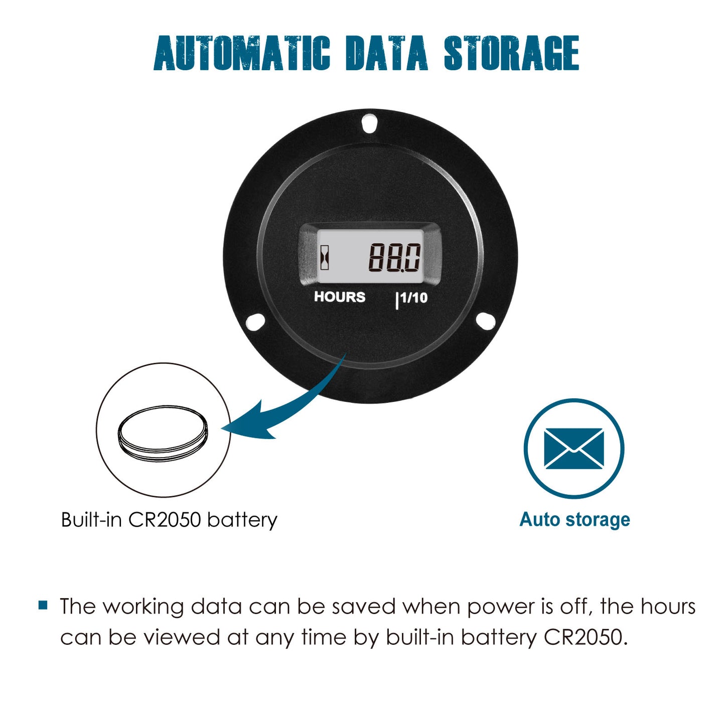 Runleader RL-HM065AD Digital LCD Hour Meter, AC/DC 5V to 277V,Maintenance Total Running Hours,Data Storage,Waterproof Design for Lawn Mower Generator Motorcycle Golf Cart Forklift Scrubber Machine.