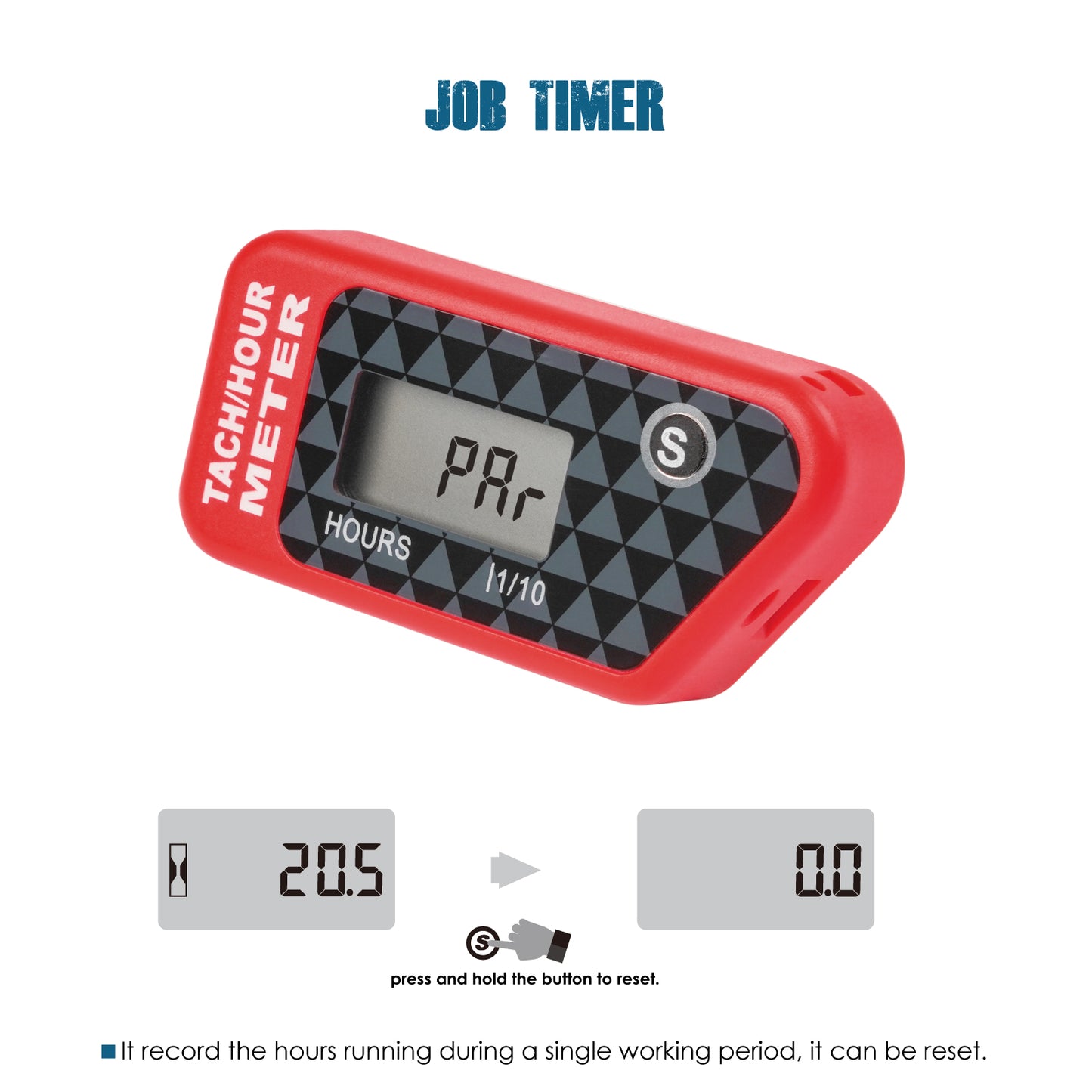 Runleader Digital LCD Hours Tachometer, Hours & RPM Display, Waterproof Design, appliable to Lawn Mower Generator Compressor Motorcycle Chainsaw