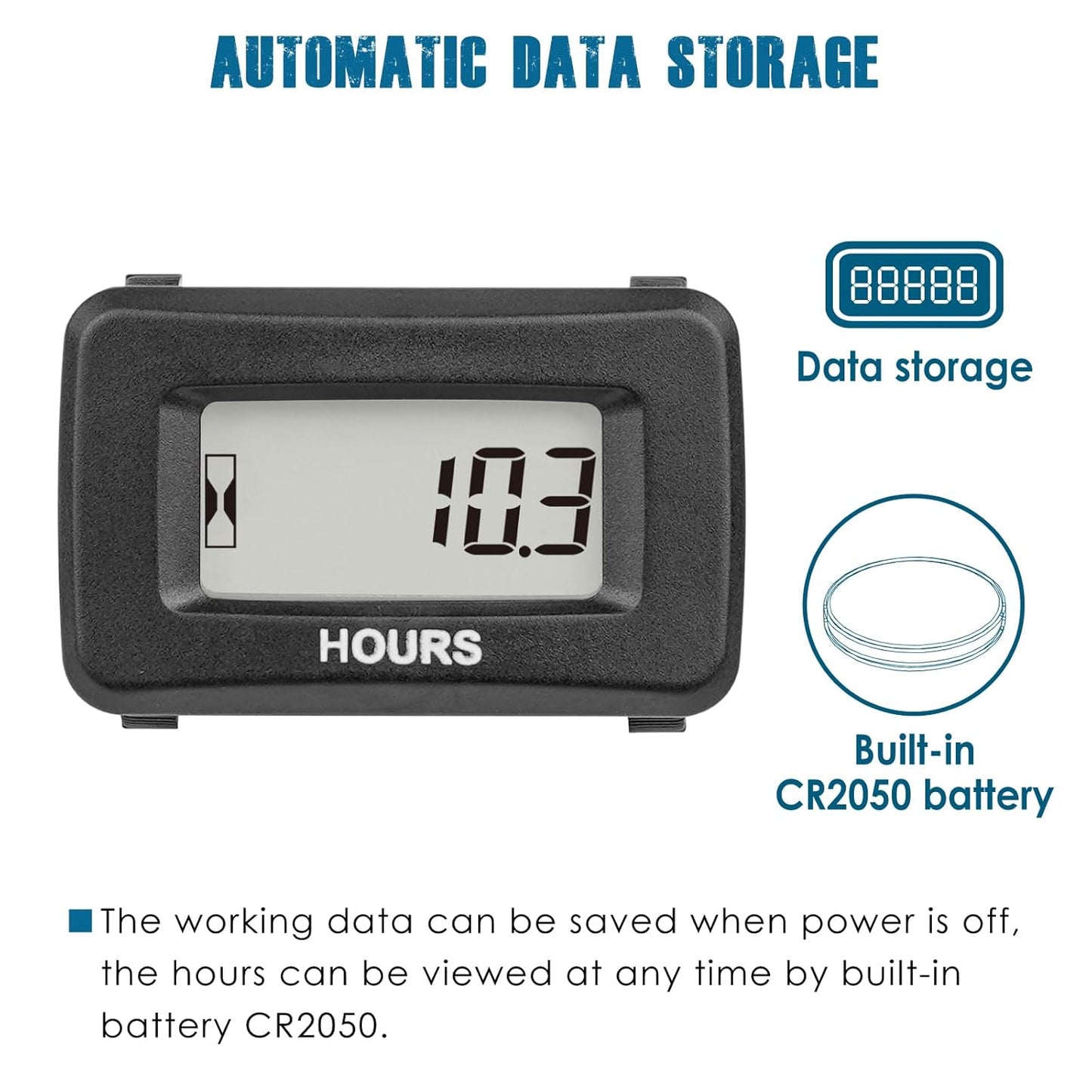 Runleader RL-HM057AD-1 Digital Hour Meter for Maintenance,AC/DC 5V to 277V for Riding Lawn Mower Generator Compressor Tractor Golf Cart Motorhome Snowmobile etc.