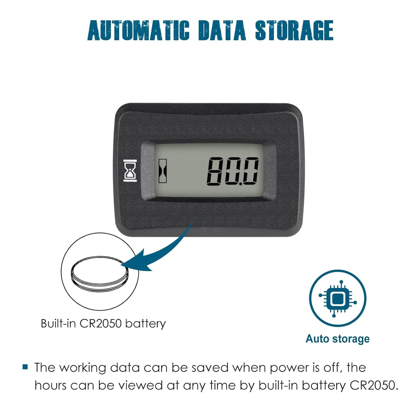 Runleader RL-HM078AD Digital LCD Hour Meter, AC/DC 5V to 277V,Maintenance Total Running Hours,Data Storage,Waterproof Design for Lawn Mower Generator Motorcycle Golf Cart Forklift Scrubber Machine.