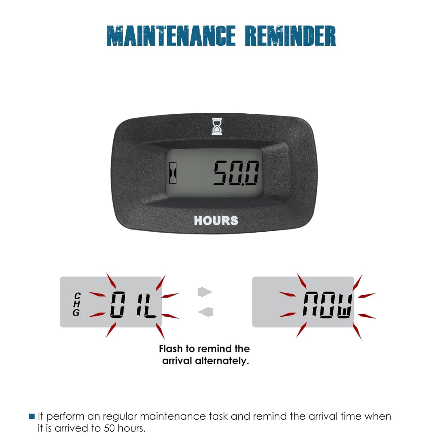 Runleader RL-HM057ADH3 LCD Hour Meter, Working Voltage DC5V to 60V.