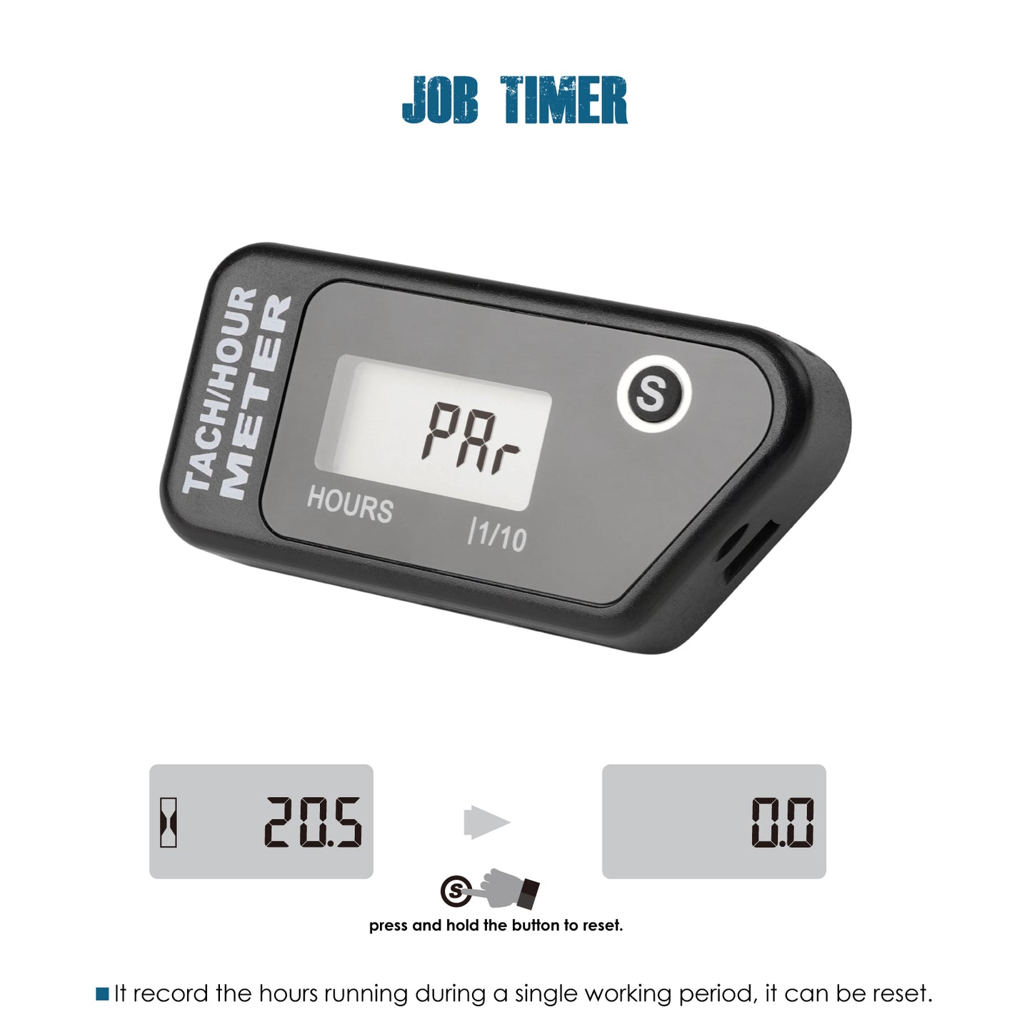 Runleader Digital LCD Hours Tachometer, Hours & RPM Display, Waterproof Design, appliable to Lawn Mower Generator Compressor Motorcycle Chainsaw