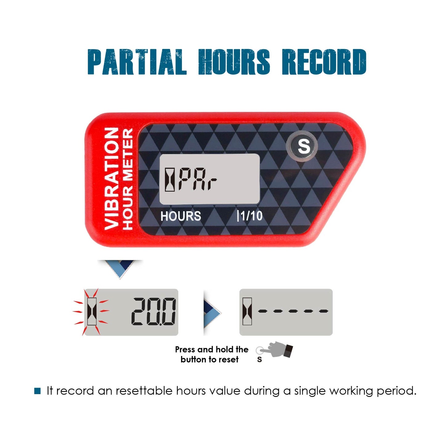 Runleader Digital Self Powered Wireless Hour Meter, Vibration Activated, Resettable Job Timer, User Lock Shutdown for Generator Marine ATV Lawn Mower