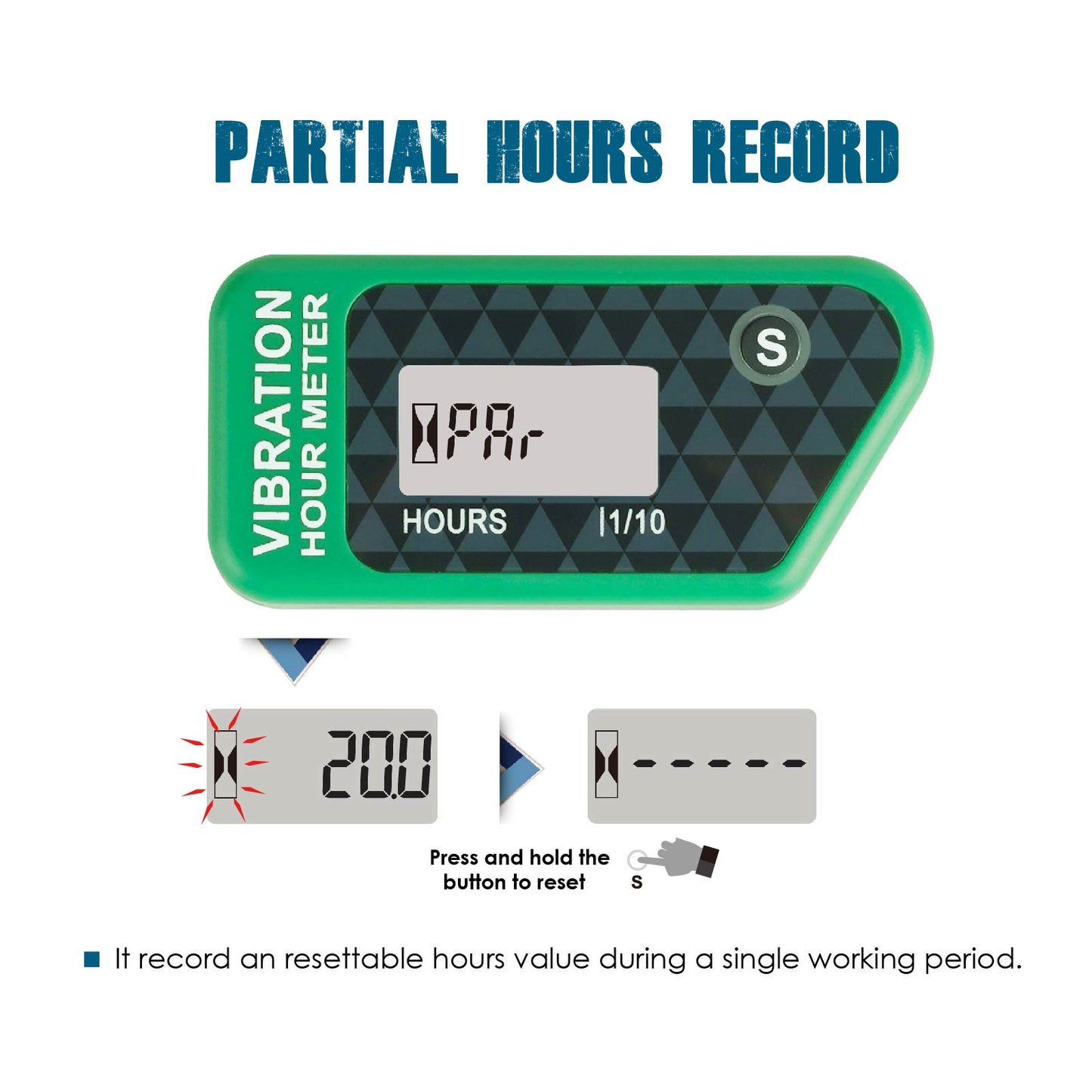Runleader Digital Self Powered Wireless Hour Meter, Vibration Activated, Resettable Job Timer, User Lock Shutdown for Generator Marine ATV Lawn Mower