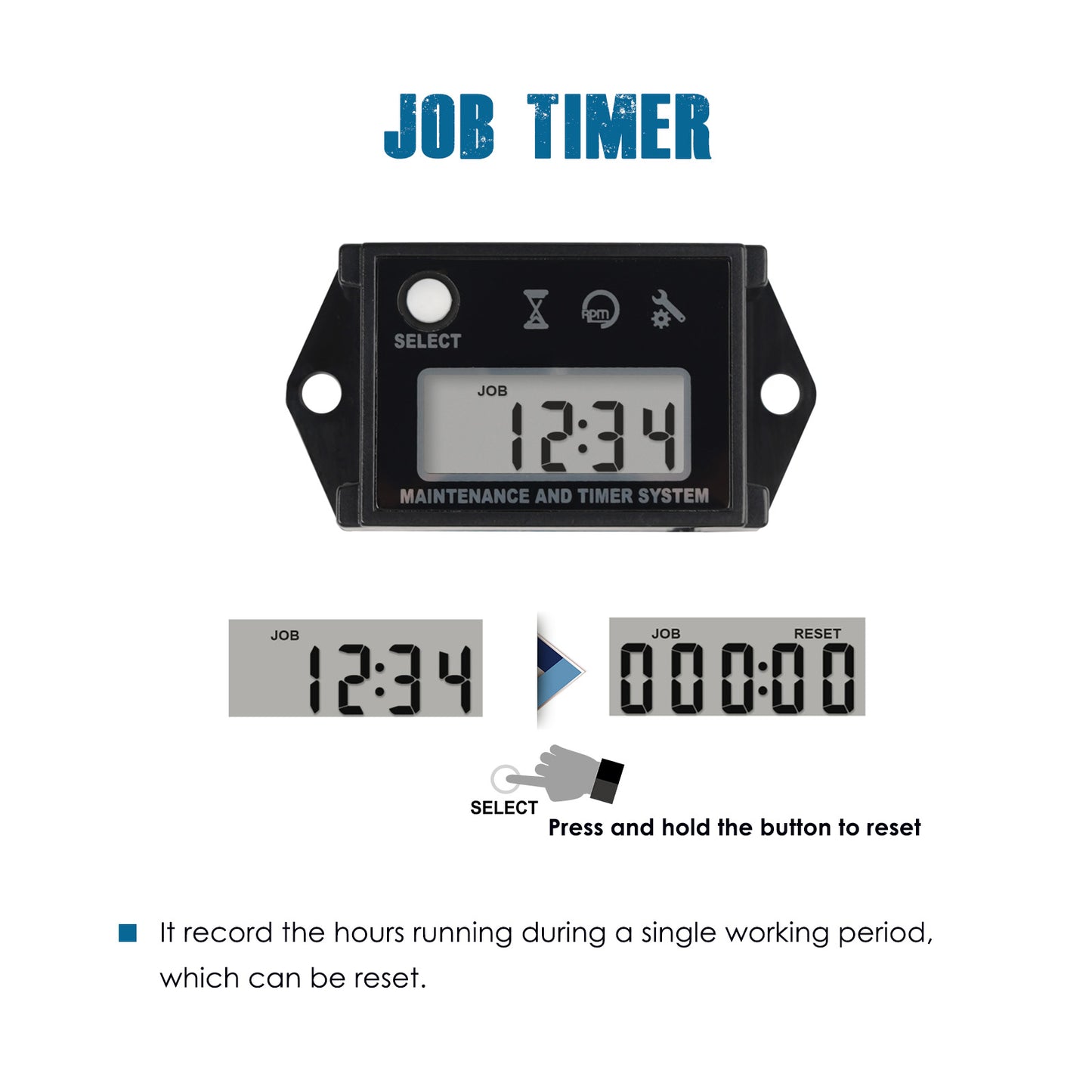 Runleader Small Engine Hour Meter, Digital Tachometer, Maintenance Reminder, Max RPM Recall User Shutdown for ZTR Lawn Mower Gas Powered Equipment