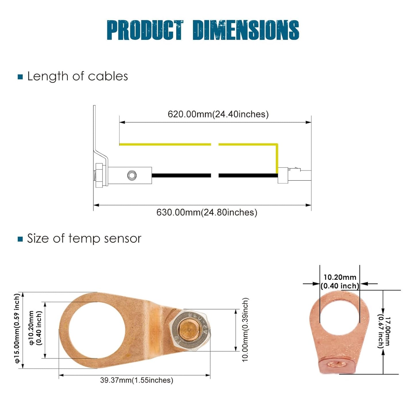 Runleader TS015 Engine Temp Sensor with RPM Signal Cable,Temp Range: -20℃ to 220℃(-4℉ to 428℉),Waterproof Design for Lawn Mower Generator Motorcycle ATV etc.