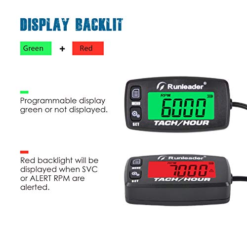Runleader Gasoline Engine Hour Meter, Maintenance Tachometer for Riding Lawn Mower Tractor Generator Chainsaws Marine ATV Motorcycle Snowmobile
