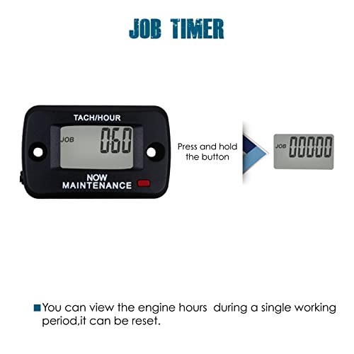 Runleader RL-HM019A Self Powered Hours Tachometer Gauge, Maintenance Reminders for Garden Lawn Tractor Log Splitter Generator Compressor Marine Jetski Scooter