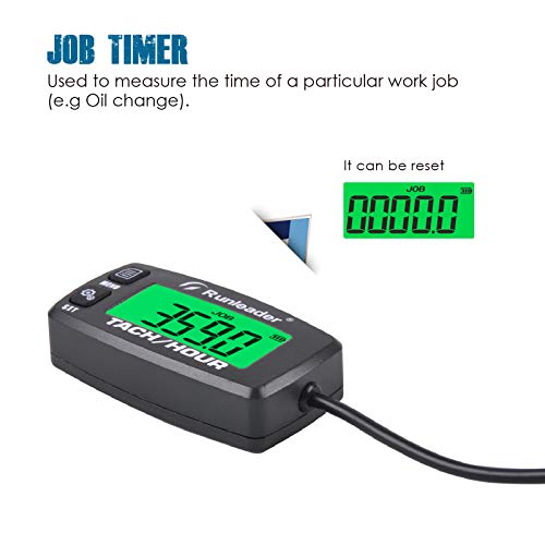 Runleader Gasoline Engine Hour Meter, Maintenance Tachometer for Riding Lawn Mower Tractor Generator Chainsaws Marine ATV Motorcycle Snowmobile