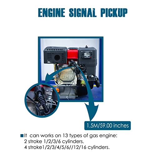 Runleader RL-HM019A Self Powered Hours Tachometer Gauge, Maintenance Reminders for Garden Lawn Tractor Log Splitter Generator Compressor Marine Jetski Scooter