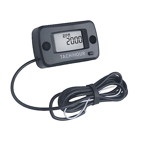 Runleader RL-HM019R Digital Self Powered Tach/ Hour Meter, Maintenance Interval Time, RPM Alert for Riding Lawn Tractor Generator Compressor Outboards Motor