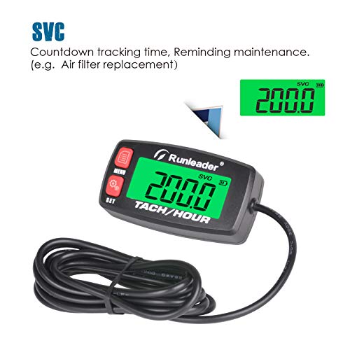 Runleader Gasoline Engine Hour Meter, Maintenance Tachometer for Riding Lawn Mower Tractor Generator Chainsaws Marine ATV Motorcycle Snowmobile
