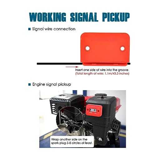 Runleader Digital LCD Maintenance Hour Meter for Small Engine, Waterproof Design, Applicable to Gas Engine Powered Lawn Mower Generator Motorcycle