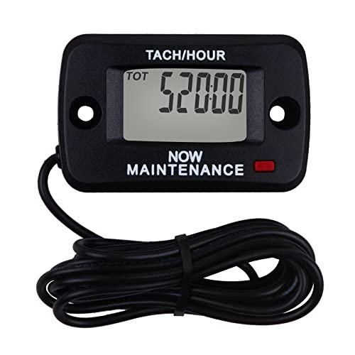 Runleader RL-HM019A Self Powered Hours Tachometer Gauge, Maintenance Reminders for Garden Lawn Tractor Log Splitter Generator Compressor Marine Jetski Scooter