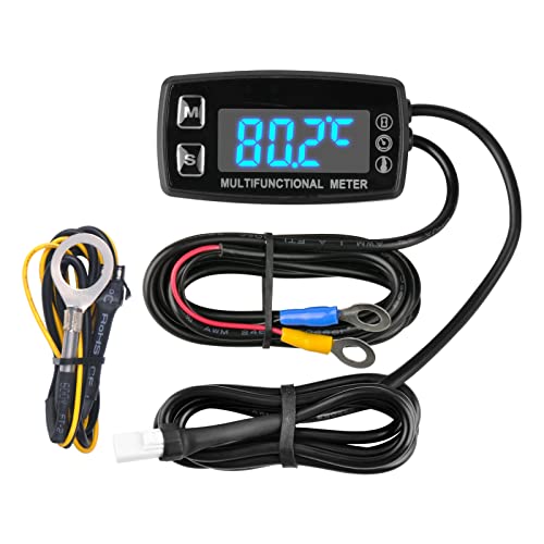 Runleader RL-HM035LT Digital LED Engine Hour Meter, RPM & Temperature Display, Maintenance Reminder, External Powered Operating for Lawn Mower