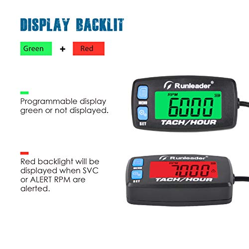 Runleader Gasoline Engine Hour Meter, Maintenance Tachometer for Riding Lawn Mower Tractor Generator Chainsaws Marine ATV Motorcycle Snowmobile