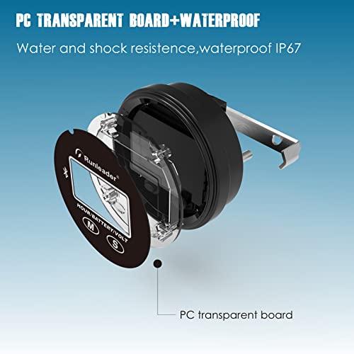 Runleader RL-BI025B-BT Digital Hours Tachometer Battery Voltage Display Backlight Display Large LCD Screen Battery Replaceable for Garden Mower Generator