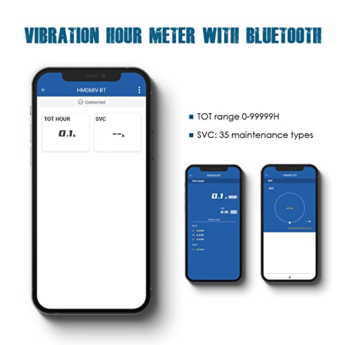 Runleader RL-HM068V-BT Digital Wireless Vibration Activated Hour Meter Data Remote Bluetooth Manage Maintenance Reminders for Lawn Mower Tractor Chainsaw