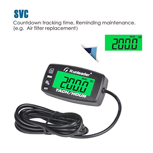 Runleader Gasoline Engine Hour Meter, Maintenance Tachometer for Riding Lawn Mower Tractor Generator Chainsaws Marine ATV Motorcycle Snowmobile
