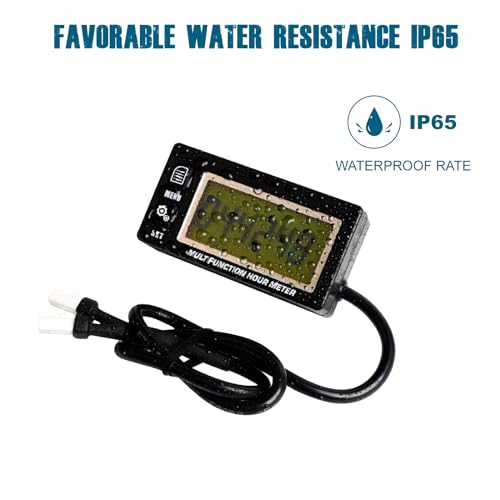 Runleader RL-HM028A Digital Hours Tachometer, Engine Temperature Gauge, Backlight Display, Large LCD Screen, Battery Replaceable for Garden Mower Generator