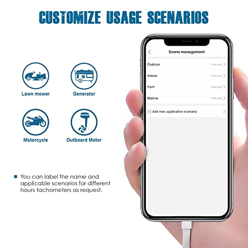 Runleader RL-HM068V-BT Digital Wireless Vibration Activated Hour Meter Data Remote Bluetooth Manage Maintenance Reminders for Lawn Mower Tractor Chainsaw