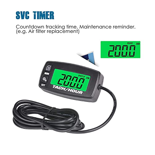 Runleader Digital Maintenance Tach/ Hour Meter for Small Gas Engine,Used on Riding Lawn Tractor Generator Compressor Chainsaws