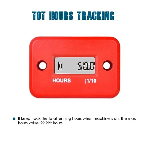 Runleader Digital LCD Maintenance Hour Meter for Small Engine, Waterproof Design, Applicable to Gas Engine Powered Lawn Mower Generator Motorcycle