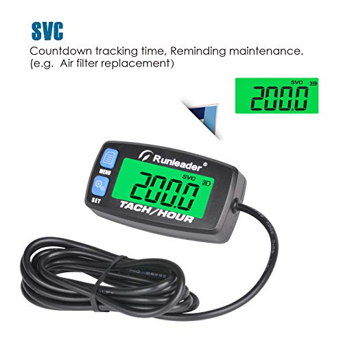 Runleader Gasoline Engine Hour Meter, Maintenance Tachometer for Riding Lawn Mower Tractor Generator Chainsaws Marine ATV Motorcycle Snowmobile