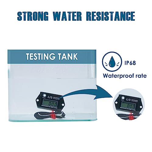 Runleader RL-HM026A Digital Hour Meter Tachometer Maintenance Reminde, Max RPM Recall Use for ZTR Lawn Mower Tractor Generator Marine Motor Motorcycle