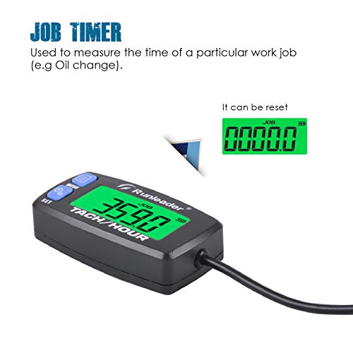 Runleader Gasoline Engine Hour Meter, Maintenance Tachometer for Riding Lawn Mower Tractor Generator Chainsaws Marine ATV Motorcycle Snowmobile