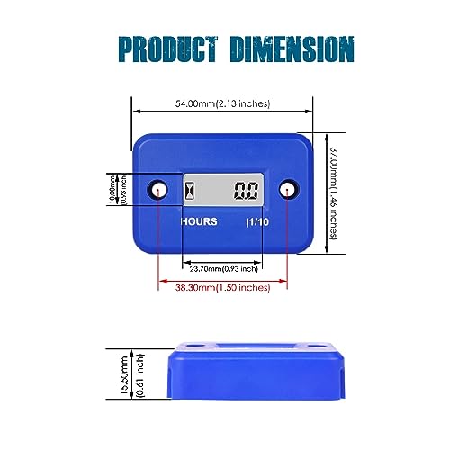 Runleader Digital LCD Maintenance Hour Meter for Small Engine, Waterproof Design, Applicable to Gas Engine Powered Lawn Mower Generator Motorcycle