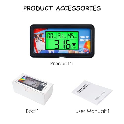 Runleader RL-HM200 Digital 9999 Days Countdown Clock, Target Events Tracking Timer, Buzzer Alarm Reminder for Vocation Wedding New Born Graduation Birthday